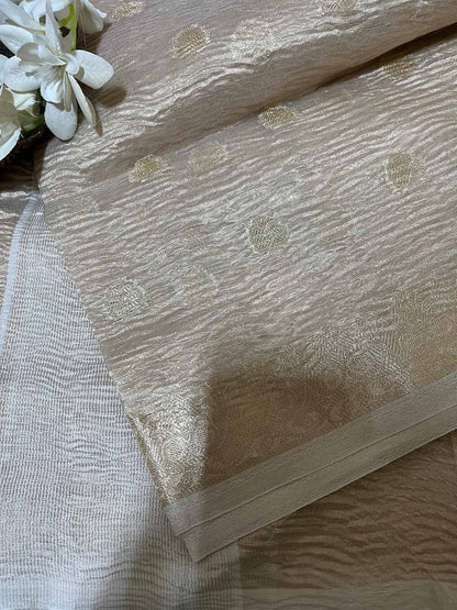 Dyeable Banarasi Handloom Tissue Silk Polka Dot Dupatta - Luxurion World