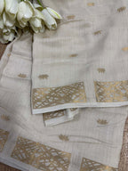 Dyeable Banarasi Moonga Silk Dupatta - Luxurion World- Crafted Heirlooms
