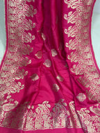 Stunning Pink Banarasi Dola Silk Dupatta - Luxurion World