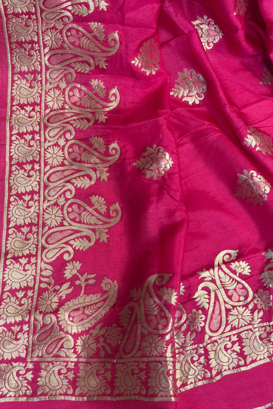 Stunning Pink Banarasi Dola Silk Dupatta