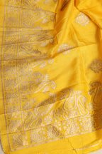 Yellow Banarasi Dola Silk Dupatta - Luxurion World- Crafted Heirlooms