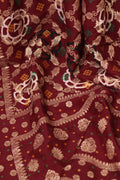 Elegant Maroon Banarasi Bandhani Dola Silk Dupatta - Luxurion World- Crafted Heirlooms