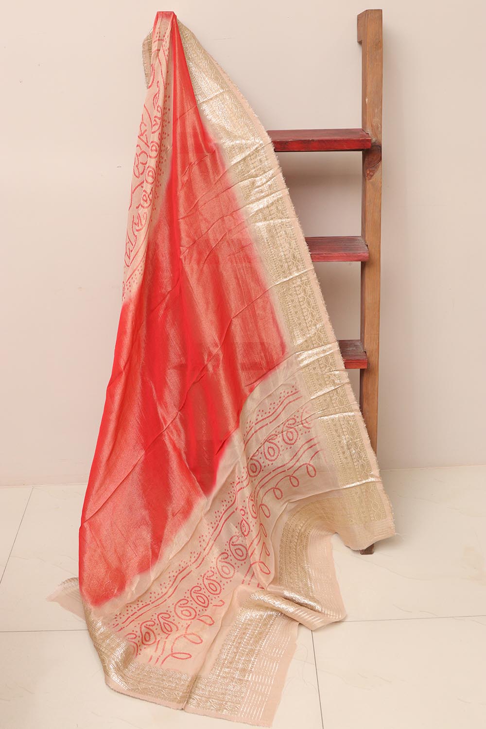 Pastel Banarasi Bandhani Tissue Georgette Dupatta - Luxurion World- Crafted Heirlooms