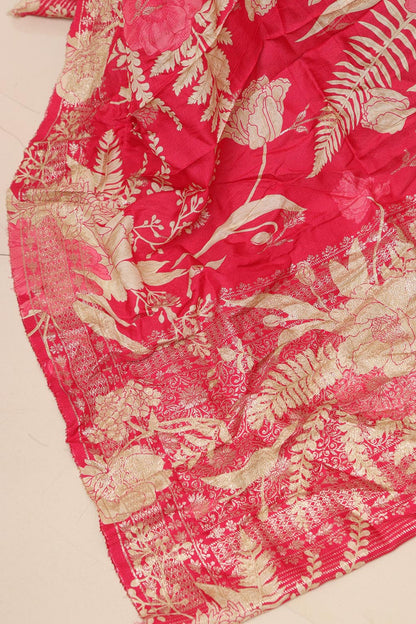 Stunning Pink Banarasi Dola Silk Dupatta - Luxurion World