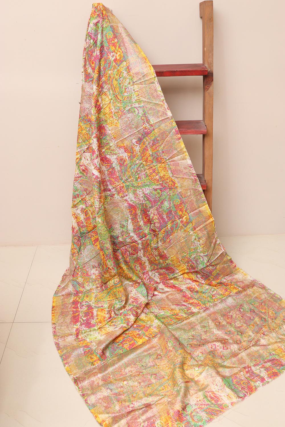 Multicolor Banarasi Dola Silk Dupatta - Luxurion World- Crafted Heirlooms
