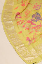 Stunning Yellow Banarasi Digital Printed Chiffon Georgette Dupatta - Luxurion World- Crafted Heirlooms