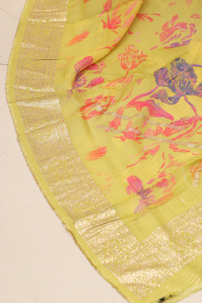 Stunning Yellow Banarasi Digital Printed Chiffon Georgette Dupatta - Luxurion World