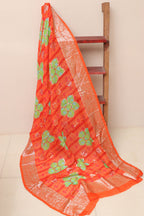 Orange Banarasi Digital Printed Chiffon Georgette Dupatta - Luxurion World- Crafted Heirlooms