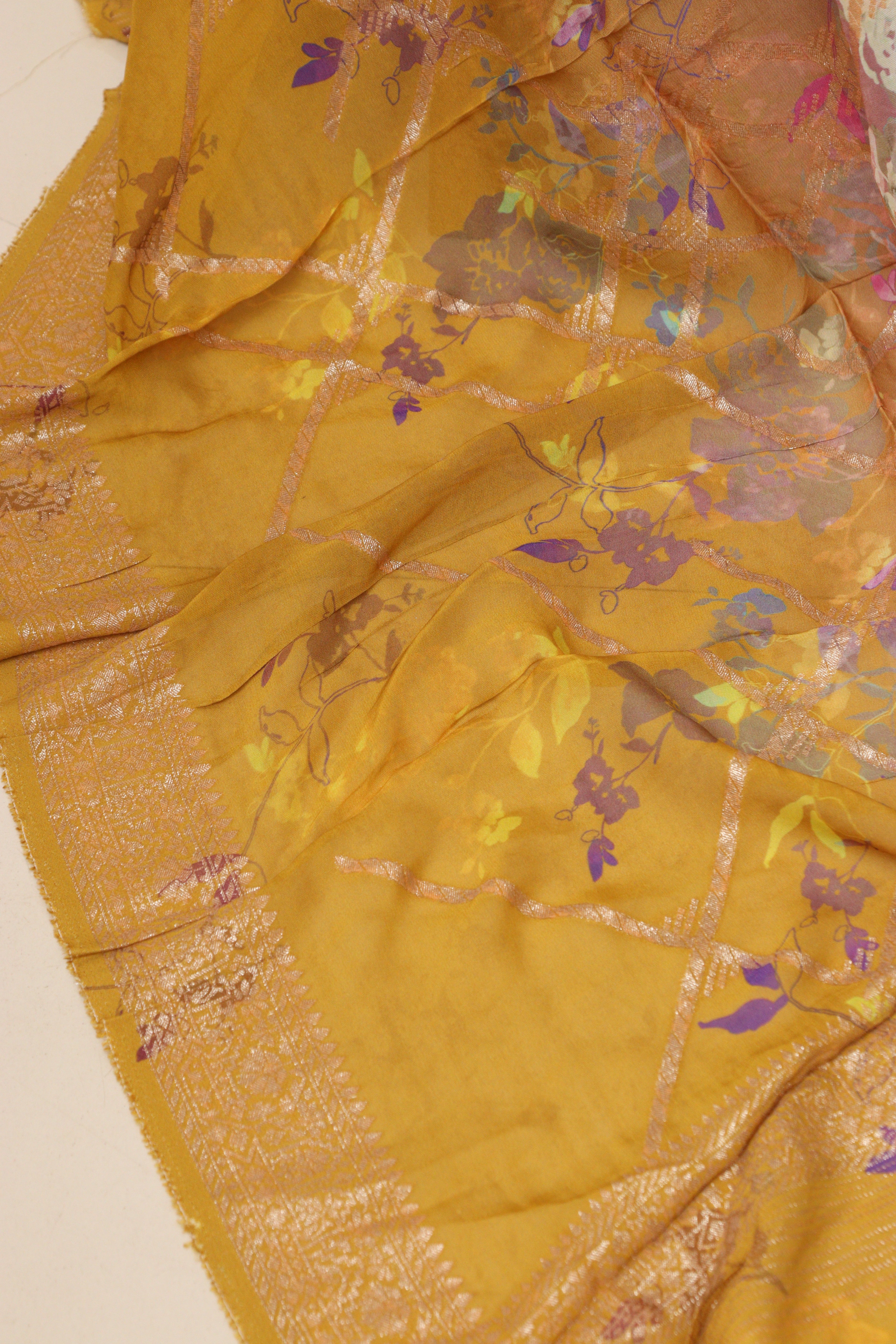 Multicolor Banarasi Digital Printed Chiffon Georgette Dupatta - Luxurion World