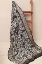 Elegant Black Banarasi Digital Printed Chiffon Georgette Dupatta - Luxurion World- Crafted Heirlooms