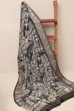 Elegant Black Banarasi Digital Printed Chiffon Georgette Dupatta - Luxurion World- Crafted Heirlooms