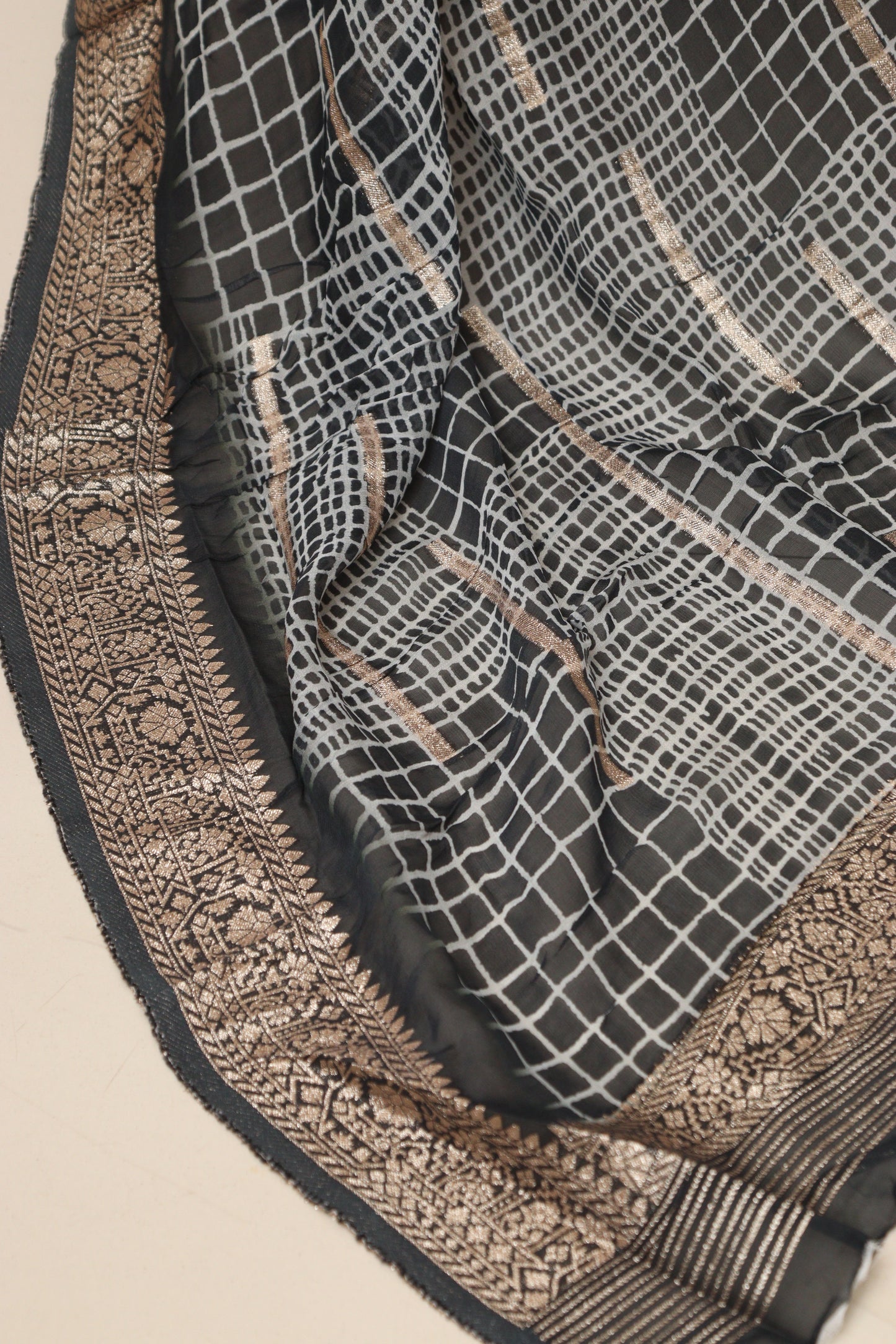 Elegant Black Banarasi Digital Printed Chiffon Georgette Dupatta