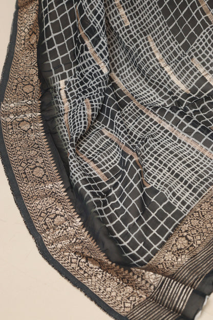 Elegant Black Banarasi Digital Printed Chiffon Georgette Dupatta