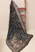 Elegant Black Banarasi Digital Printed Chiffon Georgette Dupatta - Luxurion World- Crafted Heirlooms