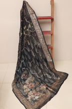 Elegant Black Banarasi Digital Printed Chiffon Georgette Dupatta - Luxurion World- Crafted Heirlooms
