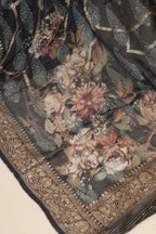 Elegant Black Banarasi Digital Printed Chiffon Georgette Dupatta - Luxurion World- Crafted Heirlooms