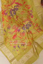 Yellow Banarasi Digital Printed Chiffon Georgette Dupatta - Luxurion World- Crafted Heirlooms