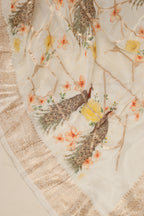 Elegant White Banarasi Digital Printed Chiffon Georgette Dupatta - Luxurion World- Crafted Heirlooms
