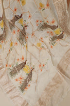 Elegant White Banarasi Digital Printed Chiffon Georgette Dupatta - Luxurion World- Crafted Heirlooms