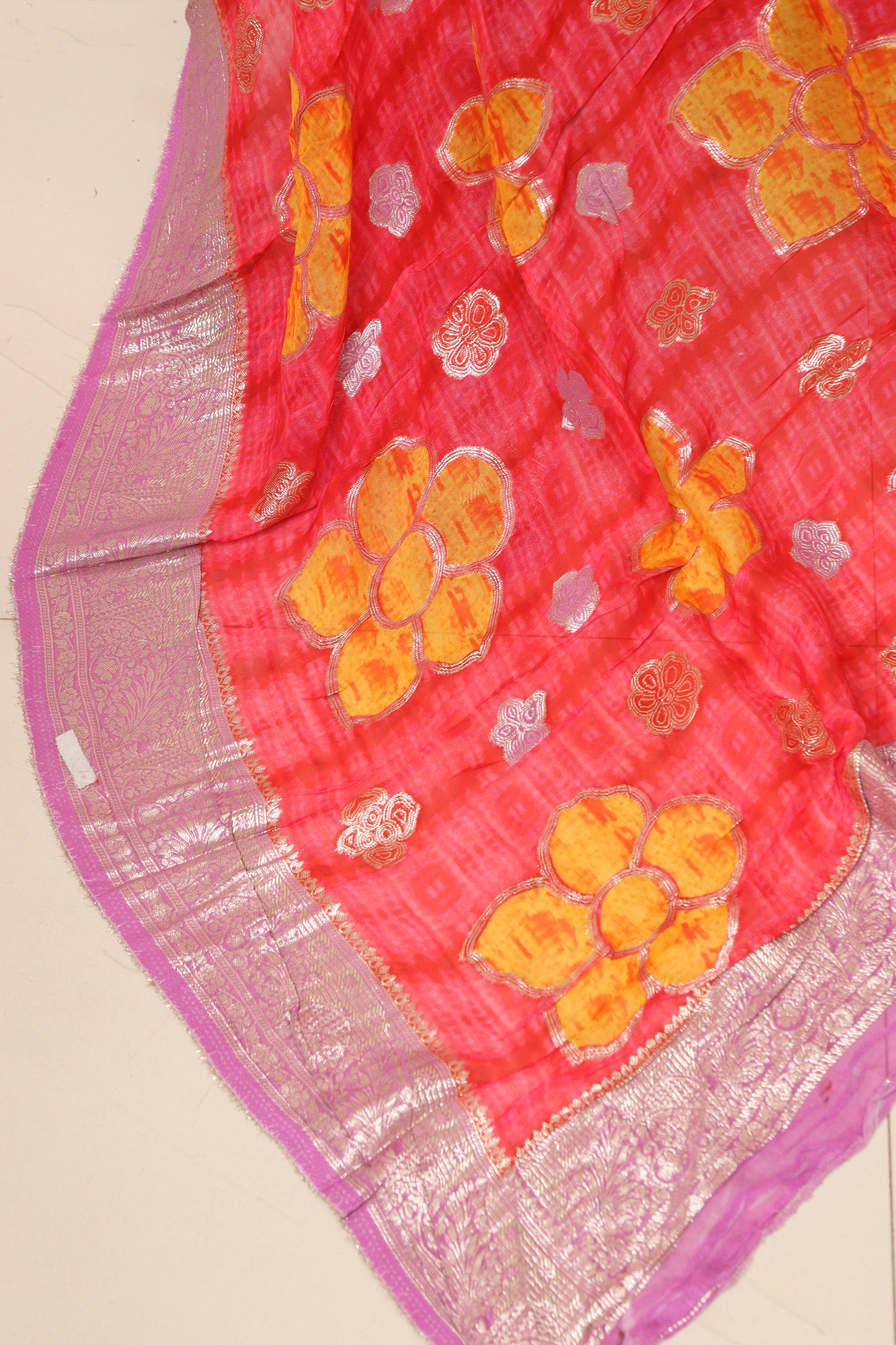 Elegant Red Banarasi Digital Printed Chiffon Georgette Dupatta