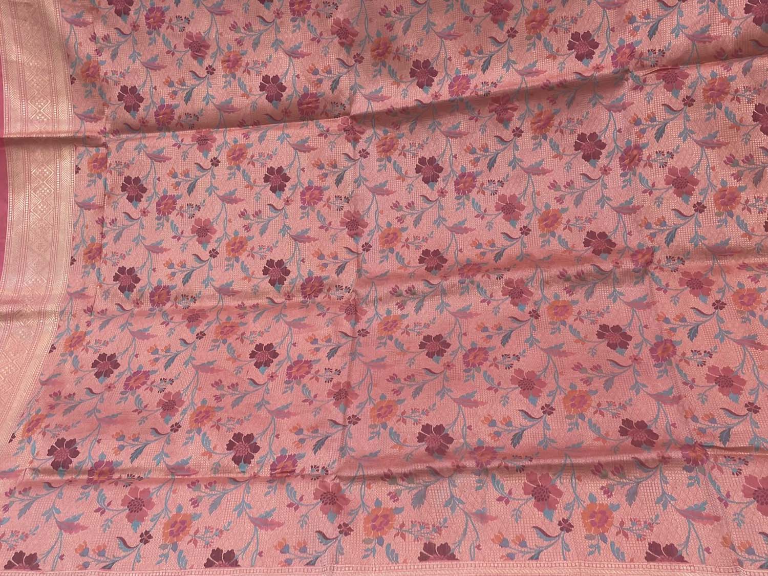 Exquisite Pink Banarasi Pure Katan Silk Dupatta - Luxurion World
