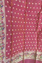Exquisite Pink Banarasi Silk Dupatta - Handloom Beauty - Luxurion World