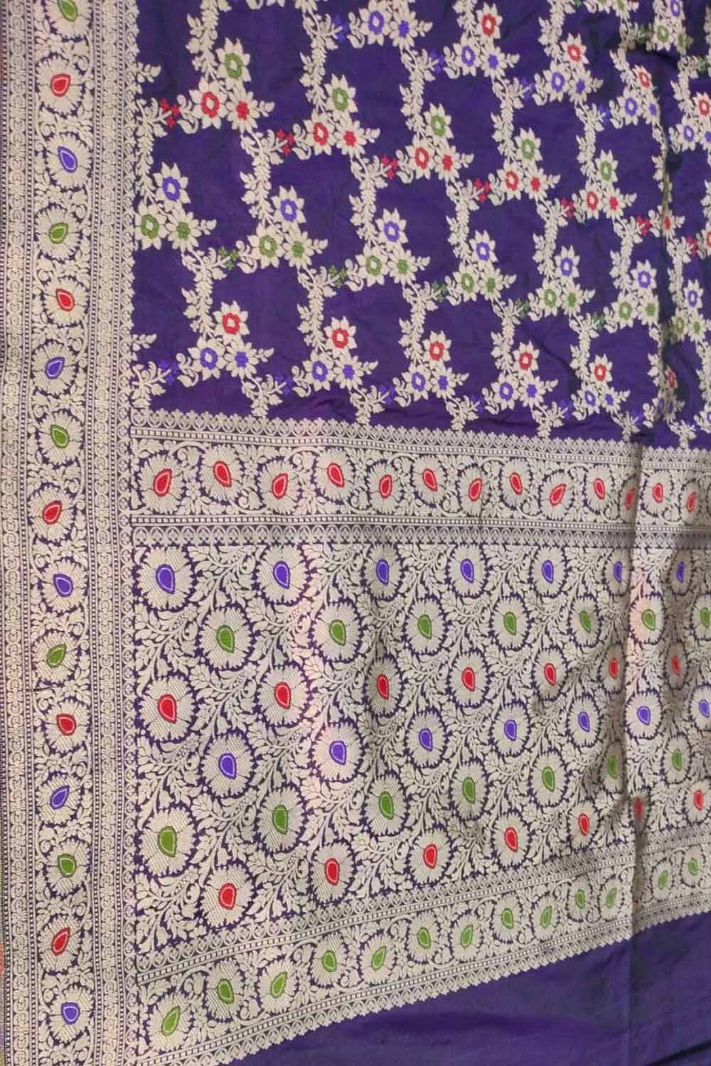 Exquisite Purple Banarasi Silk Dupatta - Handloom Crafted - Luxurion World