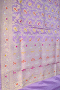 Exquisite Purple Banarasi Silk Dupatta - Handloom Katan - Luxurion World