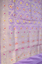 Exquisite Purple Banarasi Silk Dupatta - Handloom Katan - Luxurion World