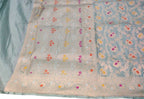 Blue Banarasi Handloom Pure Katan Silk Dupatta - Luxurion World