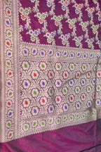 Exquisite Purple Banarasi Silk Dupatta - Handloom Katan - Luxurion World
