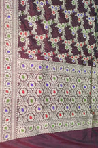 Elegant Maroon Banarasi Silk Dupatta - Handloom Pure Katan - Luxurion World