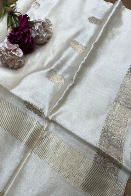 Dyeable Banarasi Handloom Pure Chiniya Silk Dupatta - Luxurion World