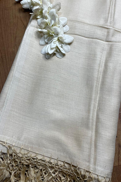 Stunning Dyeable Banarasi Handloom Plain Pure Moonga Silk Dupatta - Luxurion World