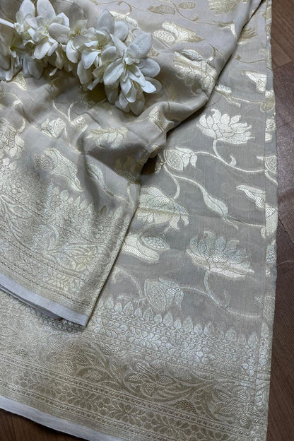 Stunning Dyeable Banarasi Handloom Pure Moonga Silk Dupatta - Luxurion World