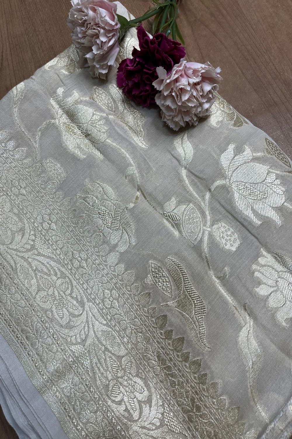 Stunning Dyeable Banarasi Handloom Pure Moonga Silk Dupatta - Luxurion World