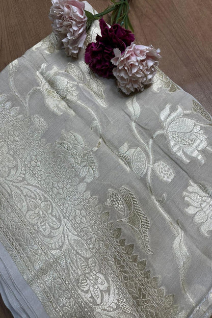 Stunning Dyeable Banarasi Handloom Pure Moonga Silk Dupatta - Luxurion World