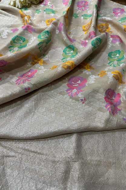 Dyeable Banarasi Handloom Pure Tussar Silk Meenakari Dupatta - Luxurion World