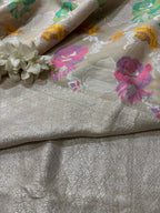 Dyeable Banarasi Handloom Pure Tussar Silk Meenakari Dupatta - Luxurion World- Crafted Heirlooms