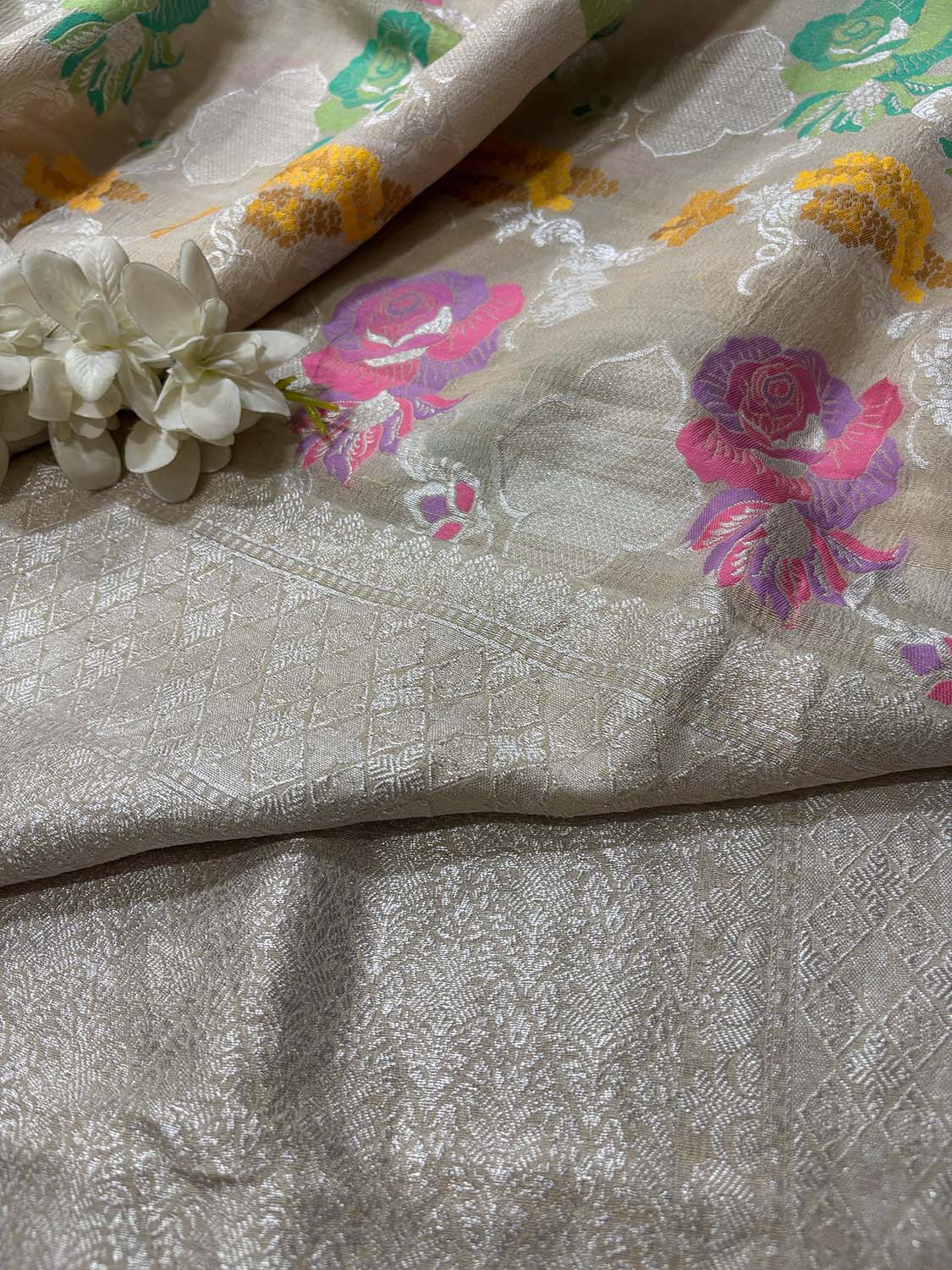 Dyeable Banarasi Handloom Pure Tussar Silk Meenakari Dupatta - Luxurion World- Crafted Heirlooms