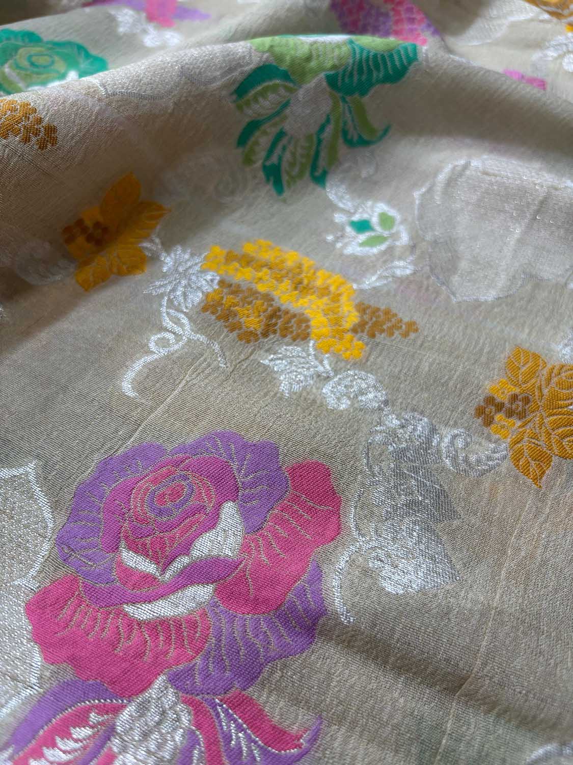 Dyeable Banarasi Handloom Pure Tussar Silk Meenakari Dupatta - Luxurion World- Crafted Heirlooms