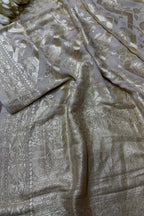Dyeable Banarasi Handloom Pure Moonga Silk Flower Design Dupatta - Luxurion World- Crafted Heirlooms