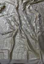 Dyeable Banarasi Handloom Pure Moonga Silk Flower Design Dupatta - Luxurion World- Crafted Heirlooms