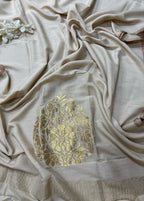Dyeable Banarasi Handloom Pure Moonga Silk Flower Design Dupatta - Luxurion World