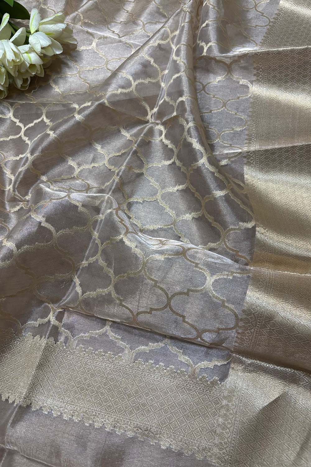 Dyeable Banarasi Handloom Pure Tissue Silk Dupatta - Luxurion World- Crafted Heirlooms