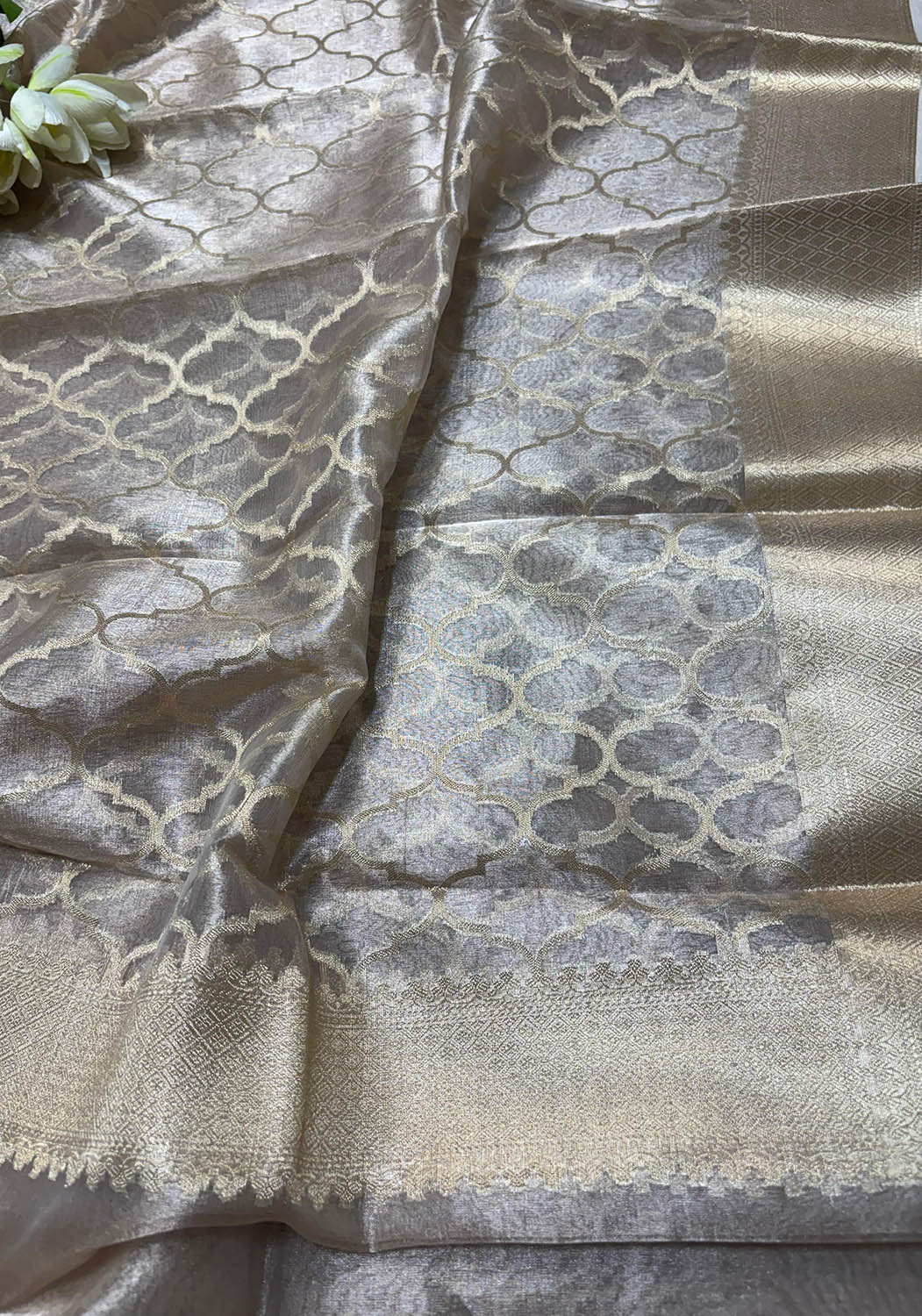 Dyeable Banarasi Handloom Pure Tissue Silk Dupatta - Luxurion World- Crafted Heirlooms