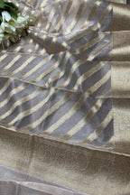 Dyeable Banarasi Handloom Pure Tissue Silk Stripes Design Dupatta - Luxurion World