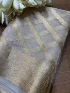 Dyeable Banarasi Handloom Pure Tissue Silk Stripes Design Dupatta - Luxurion World