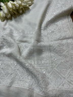Exquisite Dyeable Pure Chiffon Embroidered Dupatta - Luxurion World- Crafted Heirlooms