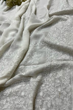 Exquisite Dyeable Pure Chiffon Embroidered Dupatta - Luxurion World- Crafted Heirlooms